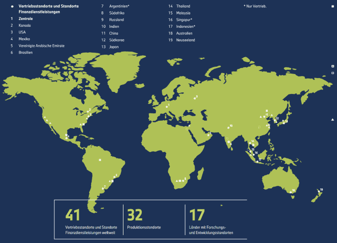infografik zu den weltweiten standorten von der bmw group, f e